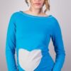 Be MaaMaa Těhotenské triko/halenka SRDCE dl. rukáv – modré, XL/XXXL