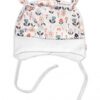 Baby Nellys Kojenecká čepička uzlíček na zavazování – Palouček, bílá, vel. 68/74