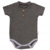 Baby Nellys Kojenecké žebrované body s knoflíčky kr. rukáv, Boy – šedé, vel. 86