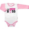 Body dlouhý rukáv s vtipným textem Baby Nellys, The New Boss, vel. 68, holka