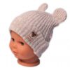 Pletená bavlněná čepice s oušky, dvouvrstvá, Hand Made Baby Nellys, béžová