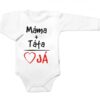 Body dlouhý rukáv s vtipným textem Baby Nellys, Máma+Táta, bílé, vel. 80