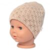 Ažurková čepice, dvouvrstvá, bavlna, Baby Nellys – cappuccino, vel. 48-52 cm