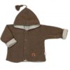 Pletený dětský kabátek/bundička s kapucí Star, oboustranný – hnědý, béžový