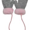 Zimní kojenecké  rukavičky s kožíškem – se šňůrkou YO – šedé/růžový kožíšek, 110