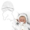 Pletená čepička na zavazování bonetka Boy, Hand Made Baby Nellys, bílá, vel. 68/74