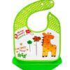 Silikonový bryndáček s kapsičkou Žirafa, zelený,