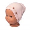 Baby Nellys Žebrovaná čepice Hvězdičky – pudrová, vel. 80/86