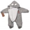 Pletená kombinéza/overal LUX STAR s kožíškem – dvouvrstvá, šedá, vel. 74