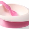 Miska s přísavkou a lžičkou – bílá, růžová