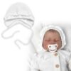 Pletená čepička na zavazování bonetka Girl, Hand Made Baby Nellys, bílá, vel. 68/74