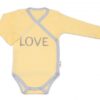 Body dlouhý rukáv Love – zapínání bokem, žluté