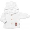 Dětský elegantní pletený svetřík s knoflíčky a kapucí s oušky Baby Nellys, bíly, vel. 62