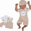 Mušelínové kraťasy s láclem, bodýčko, čepička, motýlek 4D sada, Z&Z, písková/bílá, vel. 62