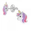 Dětské stříbrné náušničky Jednorožec, se šroubovací puzetou
