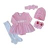 5-dílná soupravička sukničkobody, punčochy, čepička, čelenka, botky – růžová, vel. 74