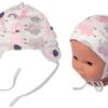 Baby Nellys Bavlněná čepička na zavazování, Sloníci, růžová, lem šedý