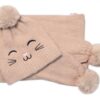 Zimní čepice s bambulí + šál, Kitty, Baby Nellys – cappuccino, vel. 54/58