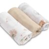 Mušelínové měkké plenky LUX, 3ks, Bear, bílá/béžová